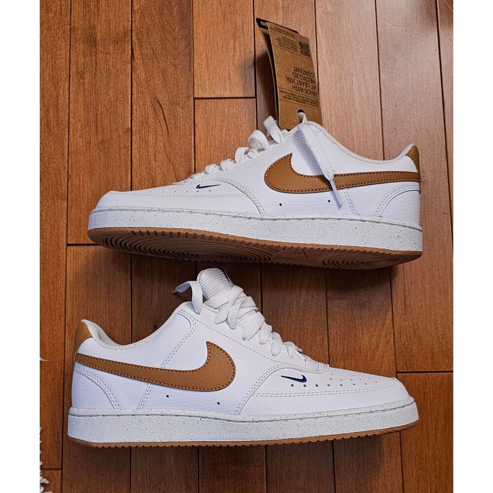 Nike Court Vision Low 
White / Flax Game Royal Sail 
NIB (no Lid) 
Wms Sz 8.5 - Picture 10 of 11